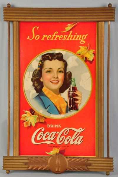 Appraisal: Cardboard Coca-Cola Vertical Poster Complete with original Kay Displays frame