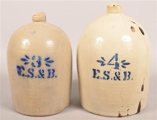 Appraisal: Pcs of E S B New Brighton PA Stoneware Two