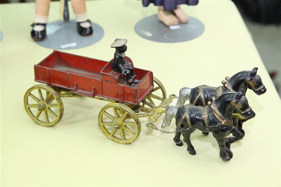 Appraisal: CAST IRON TOY Attributed to Kenton Red open wagon with