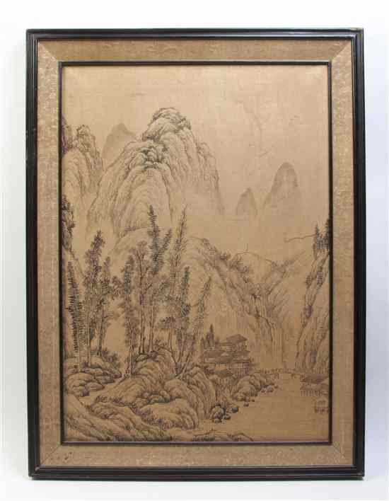 Appraisal: A Pair of Chinese Landscape Paintings on Paper depicting mountainous