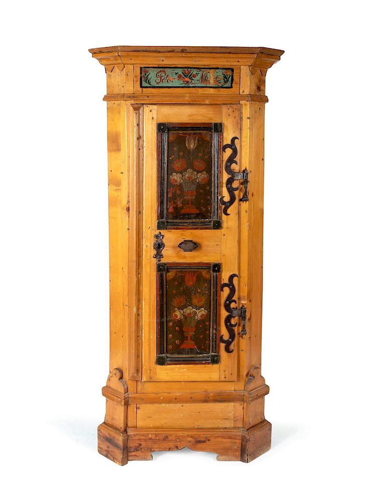 Appraisal: A Northern European Painted Corner Cabinet Height x x depth