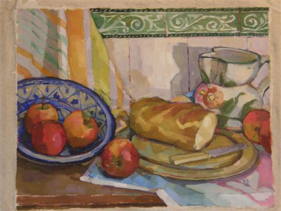 Appraisal: Sarah Spackman still life bread and fruit monogrammed and dated