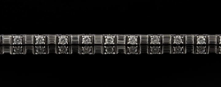 Appraisal: Good Platinum and Diamond Lady's Link Bracelet composed of alternating