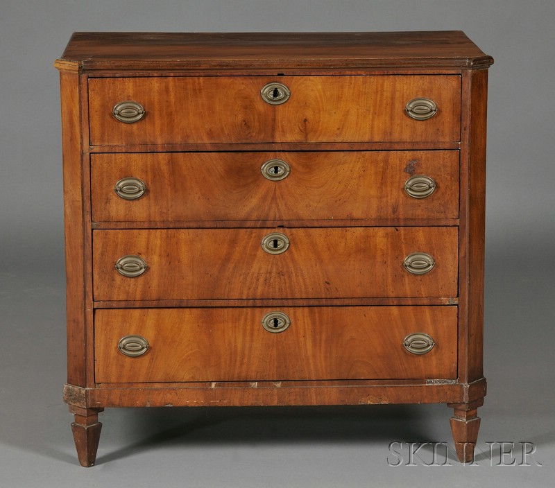 Appraisal: Italian Neoclassical Mahogany Chest of Drawers c rectangular top with