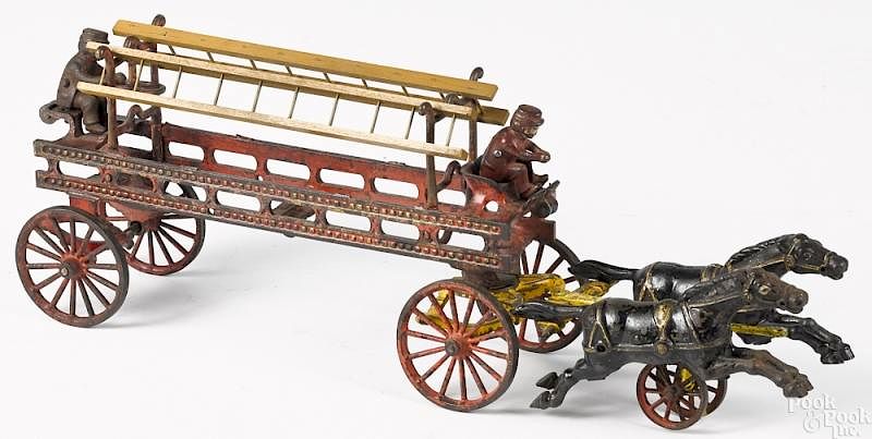 Appraisal: Early Hubley cast iron horse drawn ladder wagon Early Hubley