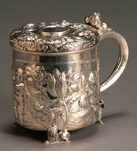 Appraisal: Norwegian Baroque Style Sterling Tankard David-Andersen Engraved by Odd Sahlberg