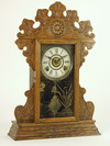 Appraisal: SHELF CLOCK - Circa Sessions oak cased gingerbread style shelf