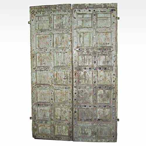 Appraisal: A Northern Indian Iron Mounted Teak Paneled Double Door circa