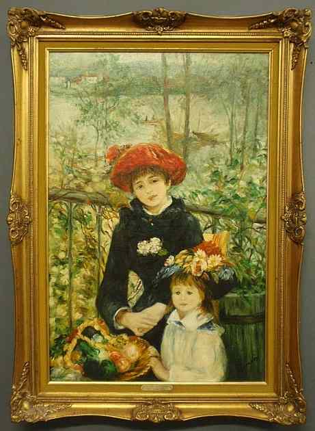 Appraisal: Oil on canvas portrait of two girls titled verso Trust