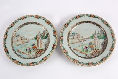 Appraisal: A pair of famille rose European design dishes Qianlong period