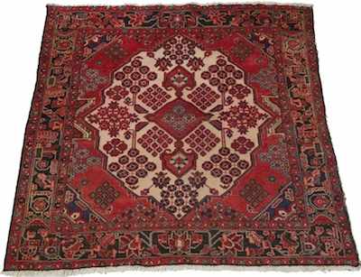 Appraisal: A Persian Afshari Square Area Rug Apprx '- x '-