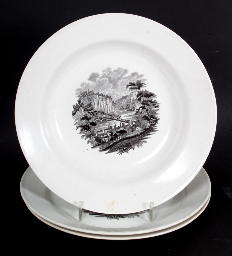 Appraisal: Three Staffordshire American view plates circa two plates and soup