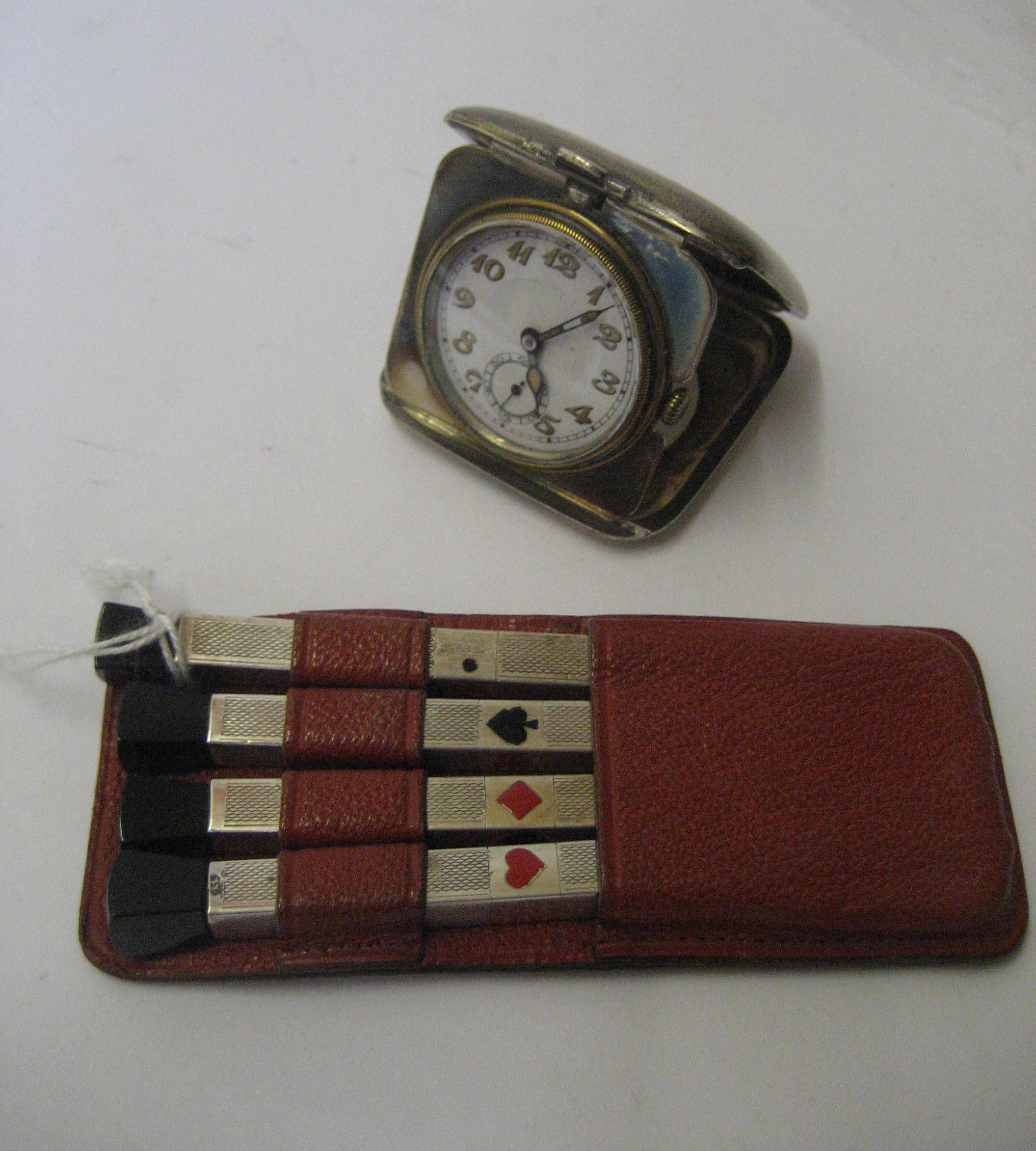 Appraisal: A SET OF FOUR CONTINENTAL SILVER BRIDGE PENCILS stamped of