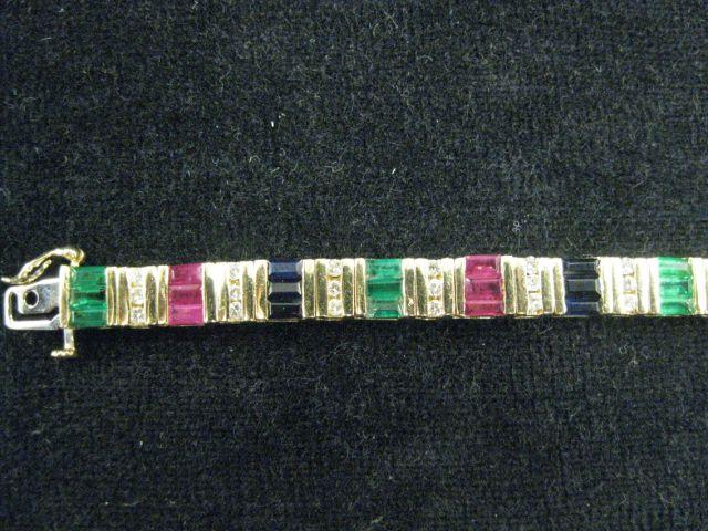 Appraisal: Diamond Ruby Emerald Sapphire Bracelet fine quality gems in k