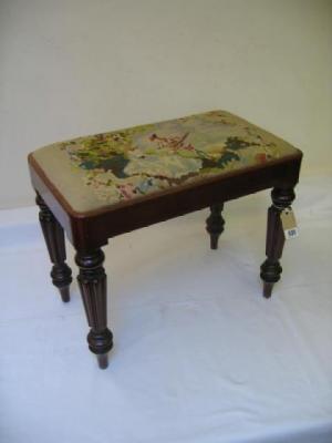 Appraisal: A VICTORIAN MAHOGANY STOOL of rounded oblong form the drop