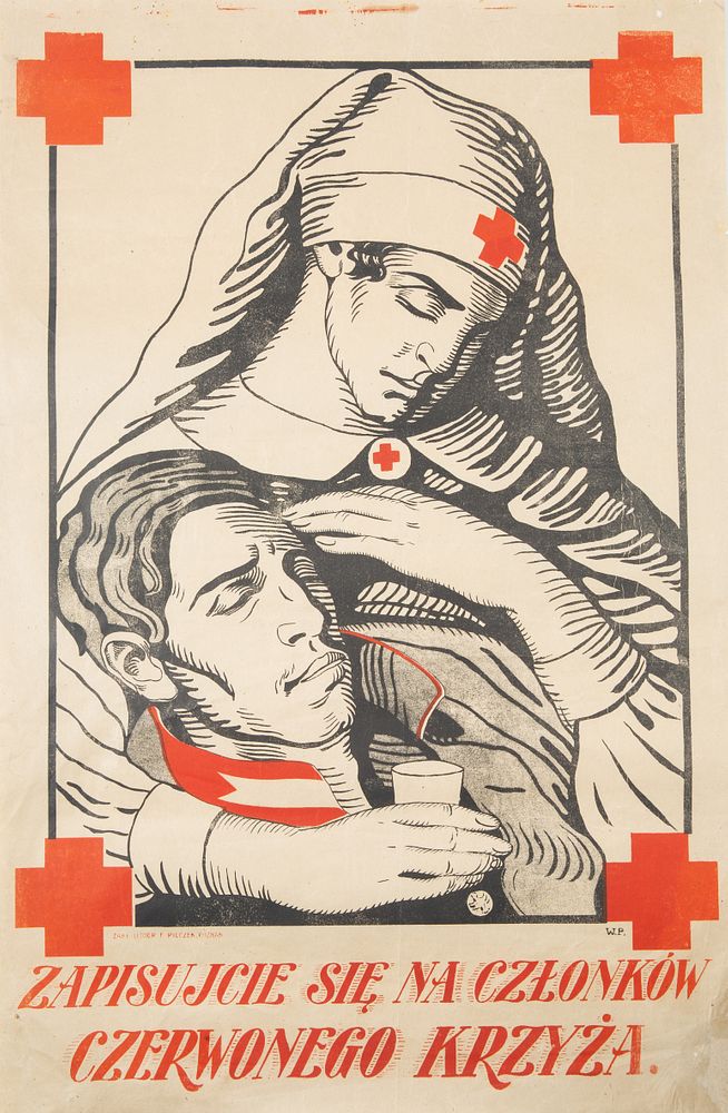 Appraisal: A POLISH WWI-ERA RED CROSS POSTER PRINTED CIRCA A POLISH