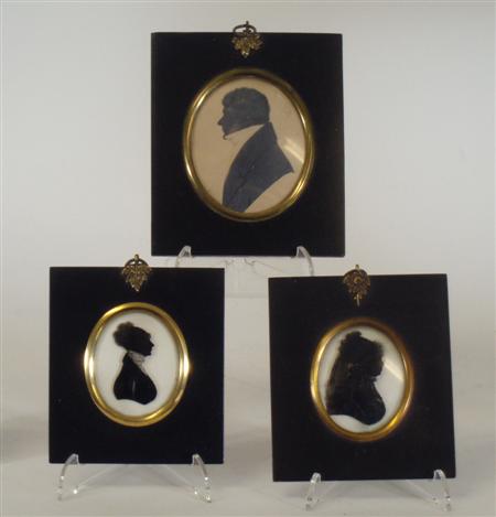 Appraisal: A group of four early th century silhouettes in ebonized