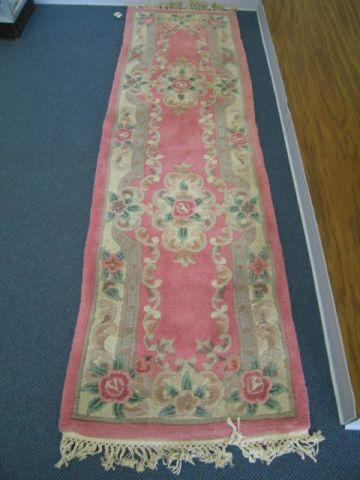 Appraisal: Chinese Handmade Sculptured Wool Runner floral on light salmon field