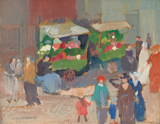 Appraisal: ELISHA K K WETHERILL Flower Market Paris Oil on panel