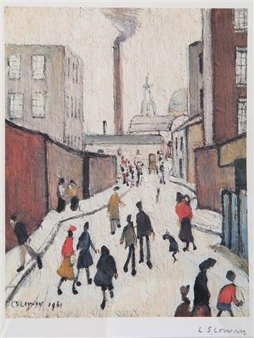 Appraisal: AFTER L S LOWRY - Street Scene colour print pencil