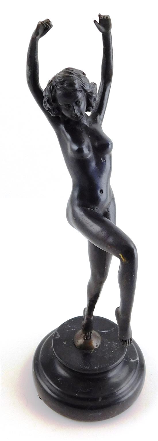 Appraisal: Bronze sculpture of nude woman dancing signed CH beneath foot