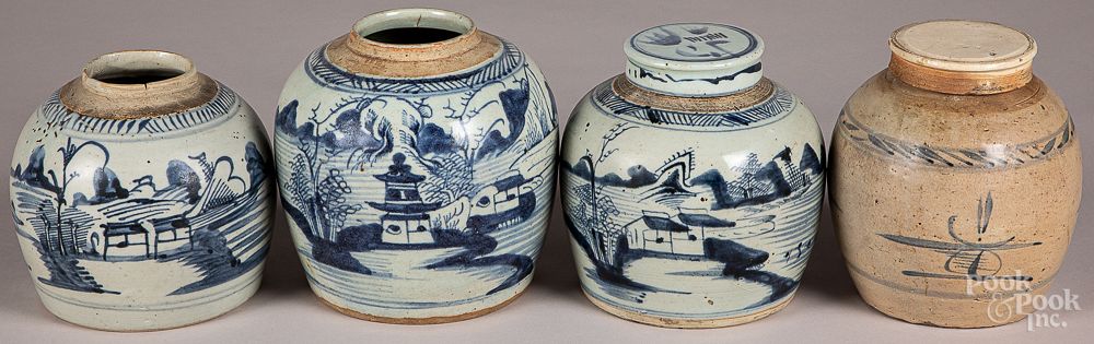 Appraisal: Four Chinese blue and white porcelain ginger jars Four Chinese