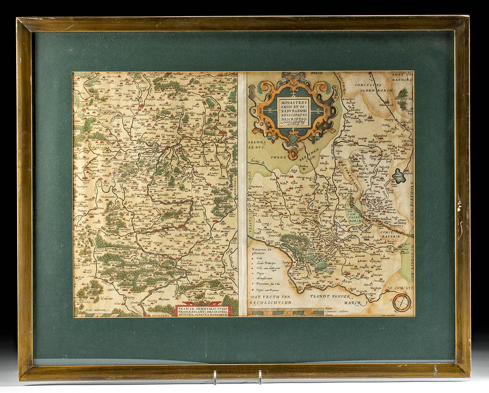 Appraisal: Ortelius Maps - Frankenland Diocese Munster ca Cartographer Abraham Ortelius