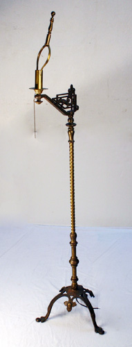 Appraisal: VINTAGE 'S IRON FLOOR LAMP WITH LIZARD Original gilt finish