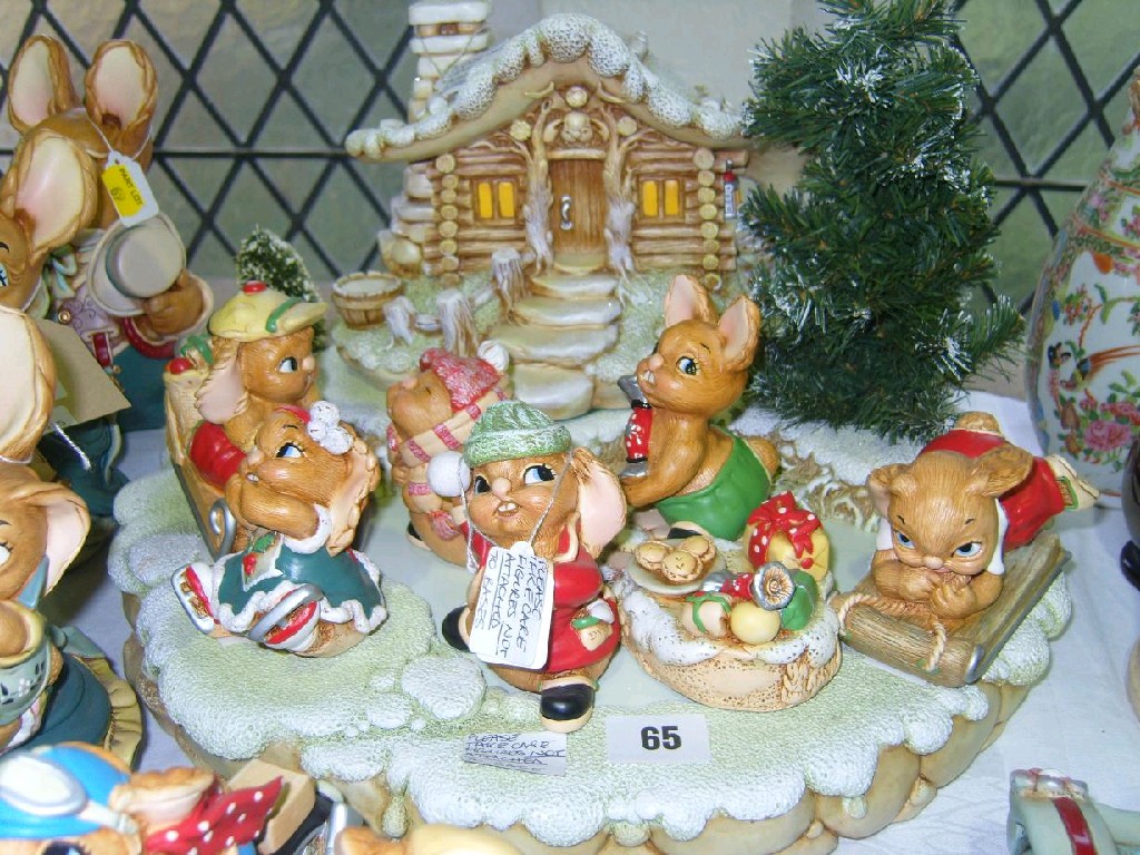 Appraisal: A collection of Pendelfin rabbit groups including Christmas Cabin and