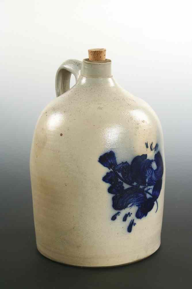 Appraisal: STONEWARE - Two Gallon Jug with blue floral decoration impressed