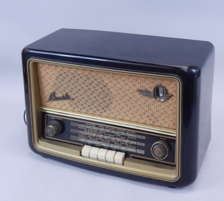 Appraisal: A Bush VHF radio in a dark brown Bakelite case