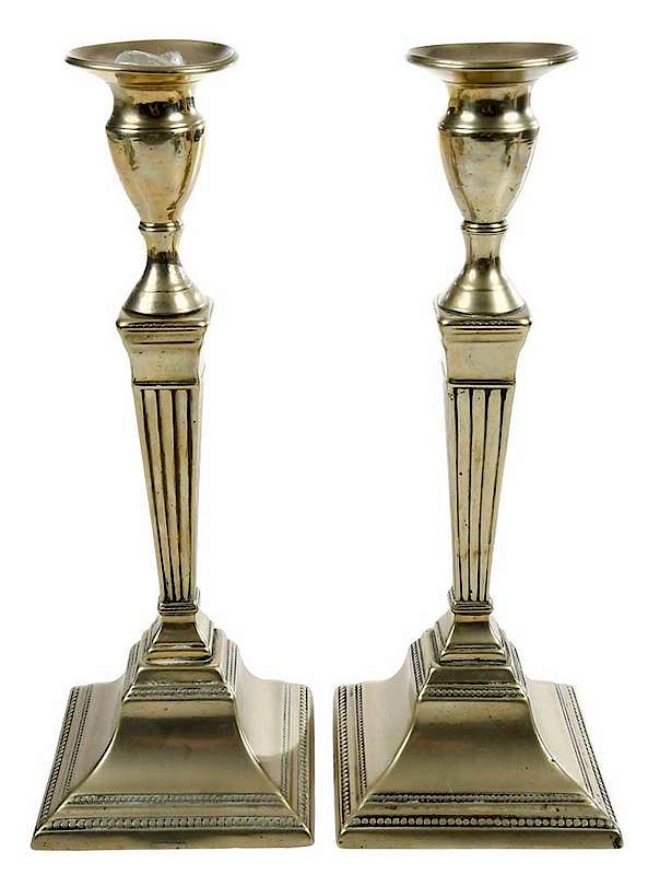 Appraisal: Fine Pair George III Paktong Candlesticks circa fluted on a