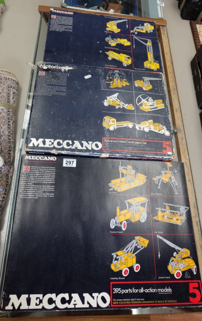 Appraisal: Three boxes of Meccano items including advanced metal construction set