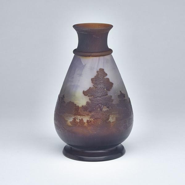 Appraisal: Gall Landscape Cameo Glass Vase c of tapering form with