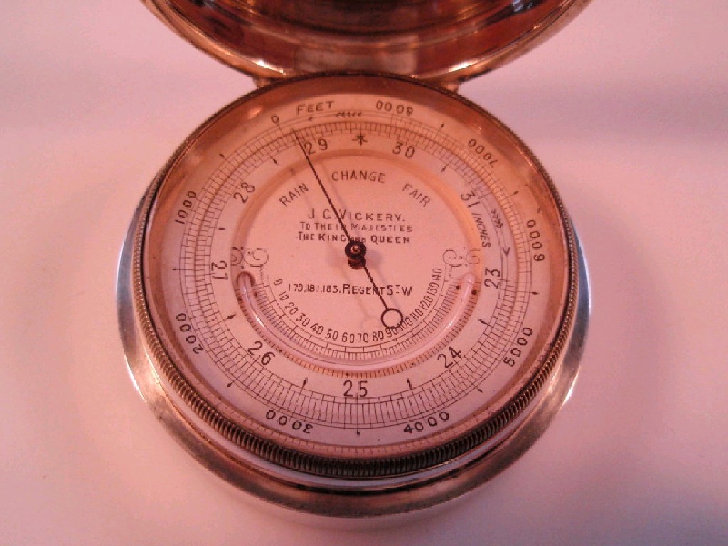 Appraisal: An Edward VII silver cased travelling barometer by J C