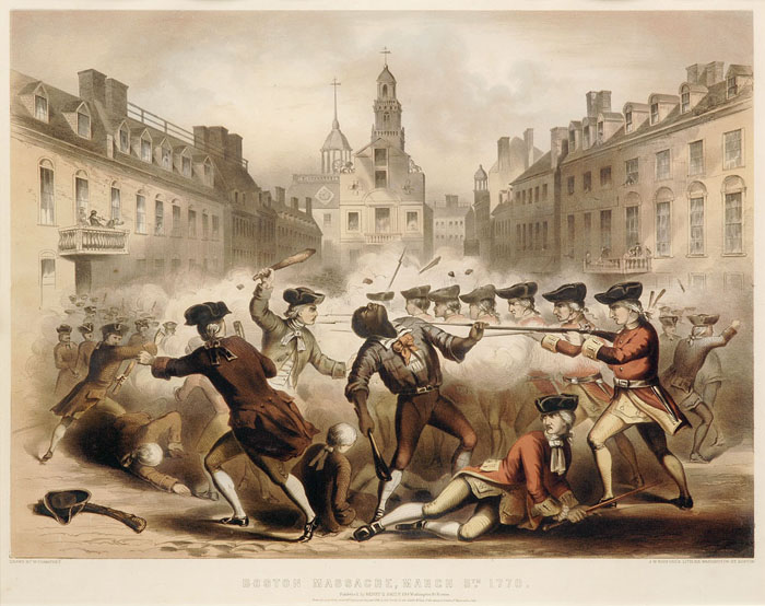 Appraisal: BOSTON MASSACRE MARCH TH Handcolored lithograph by J H Bufford