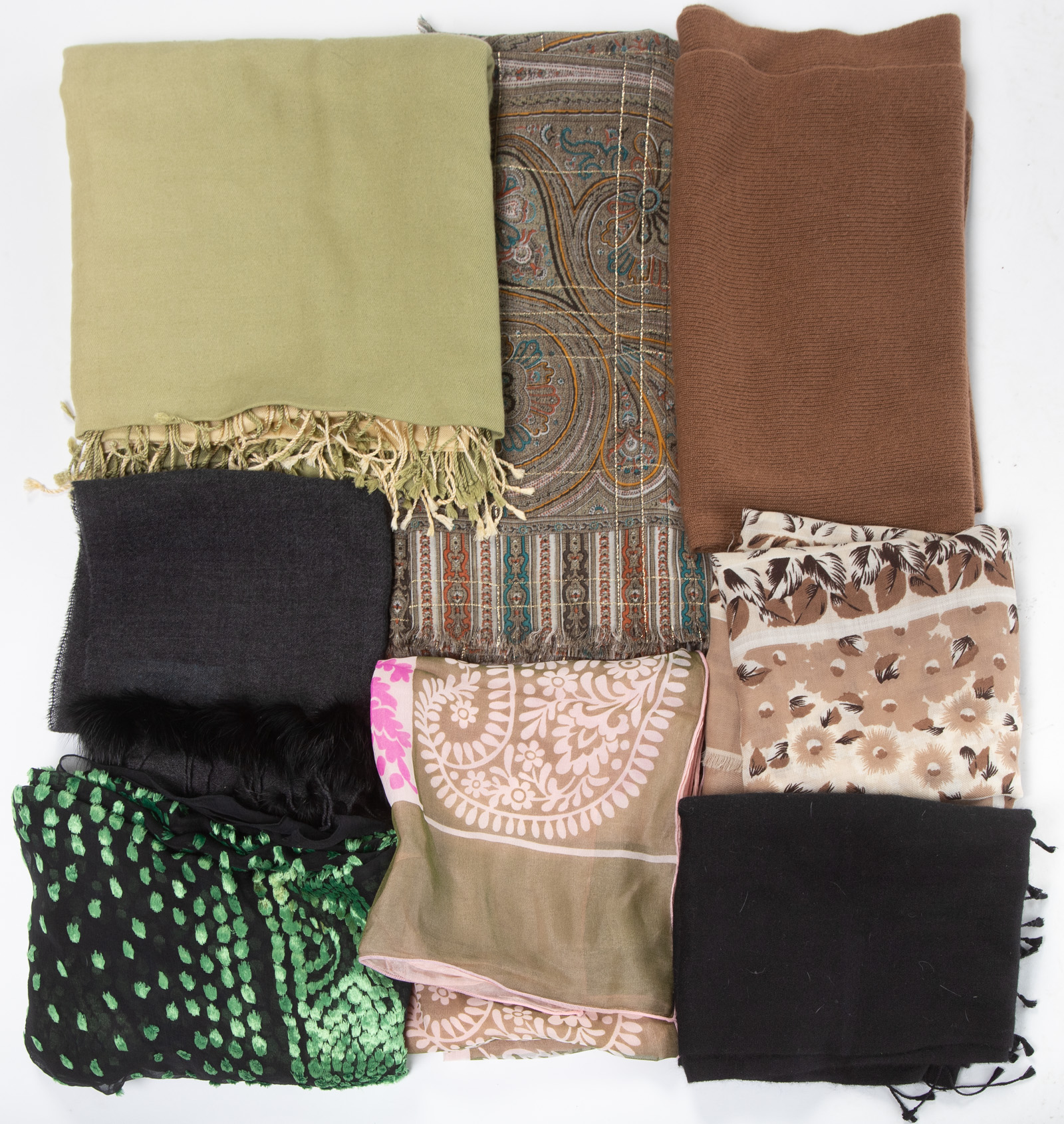 Appraisal: COLLECTION SCARVES AND WRAPS in various materials including cashmere velvet