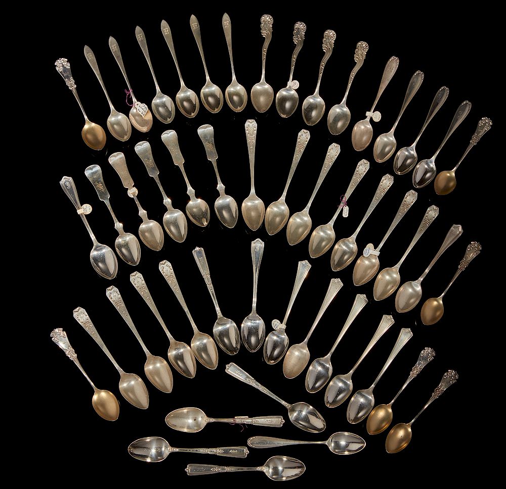 Appraisal: Assorted Sterling Silver Spoons Fifty assorted sterling silver spoons various