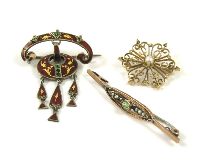 Appraisal: COLLECTION OF THREE VINTAGE PINS including a k gold pin