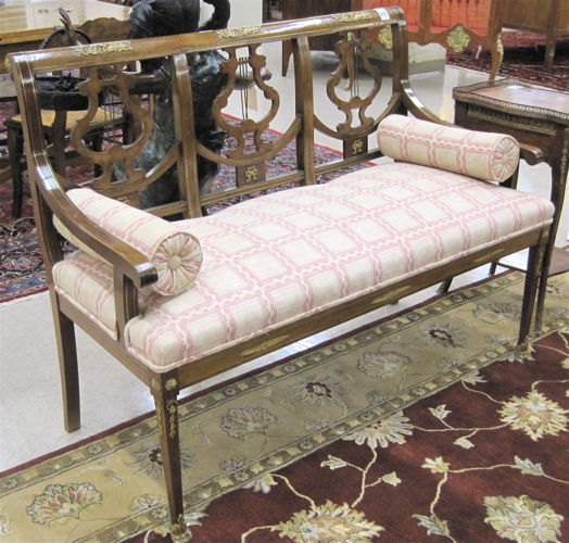 Appraisal: LOUIS XVI STYLE TRIPLE LYRE-BACK SETTEE French early th century