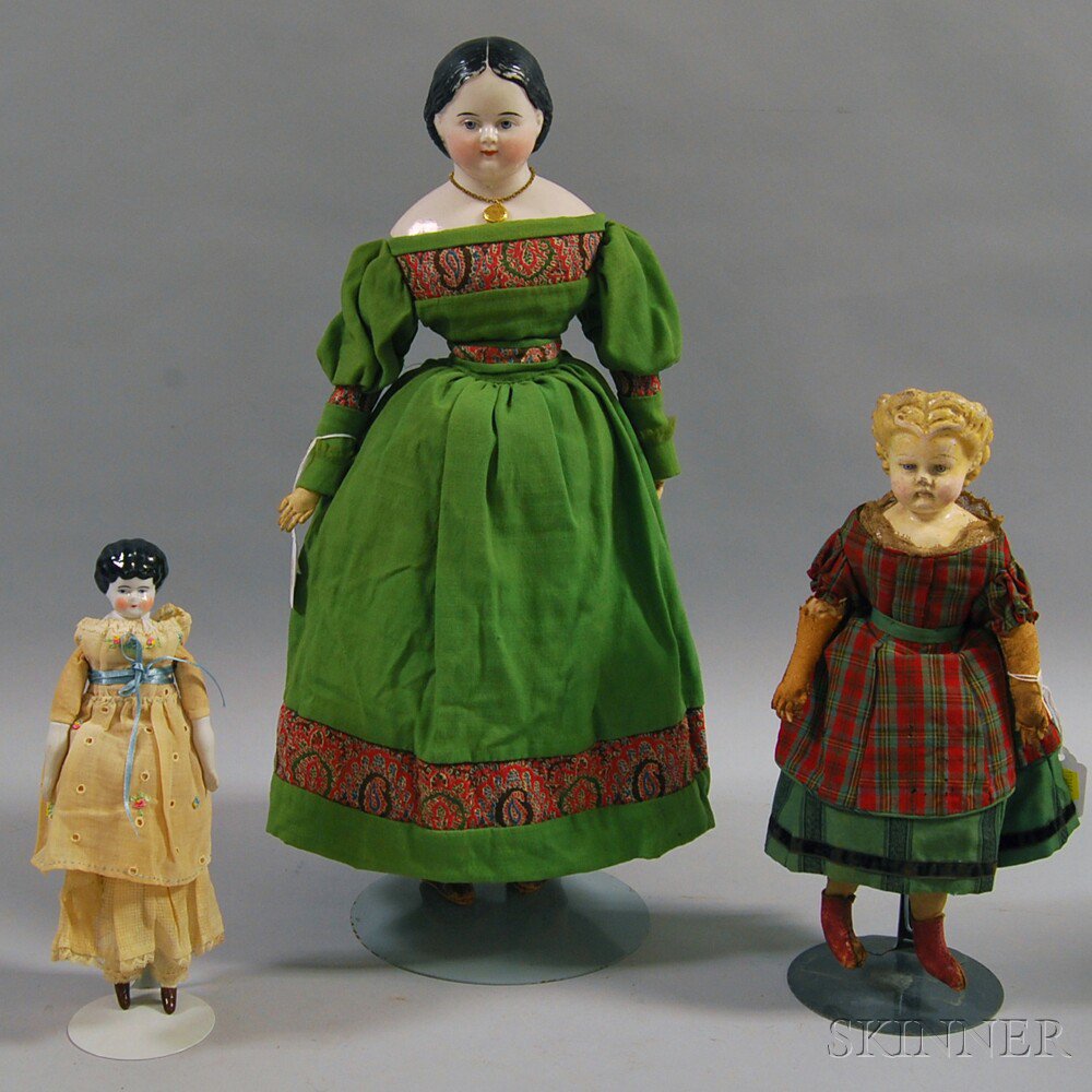 Appraisal: Two China Shoulder Head Dolls Germany mid- th century one