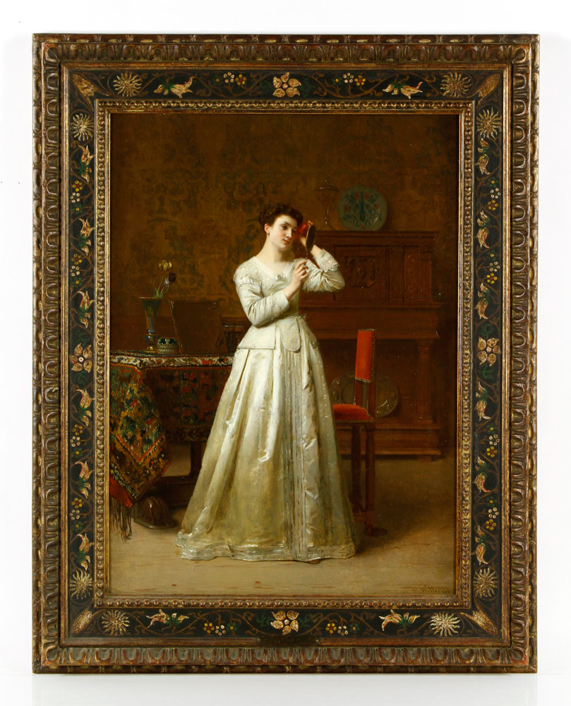 Appraisal: - Willems Woman with Mirror O P Florent Willems Belgian