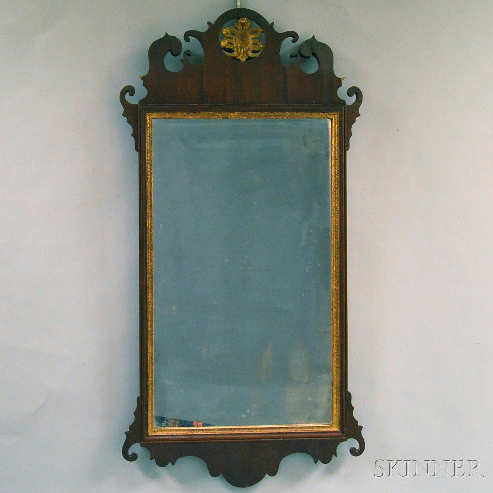 Appraisal: Chippendale Mahogany Scroll-frame Mirror the cresting with carved Prince of