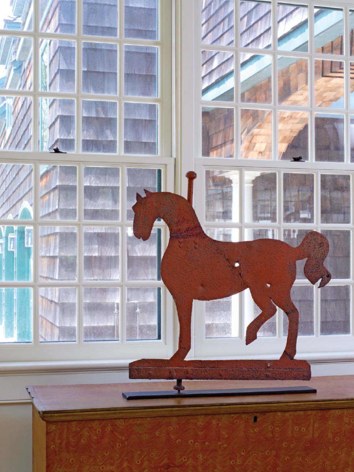 Appraisal: MARYLAND SHEET METAL HORSE WEATHERVANE CIRCA In early orange paint