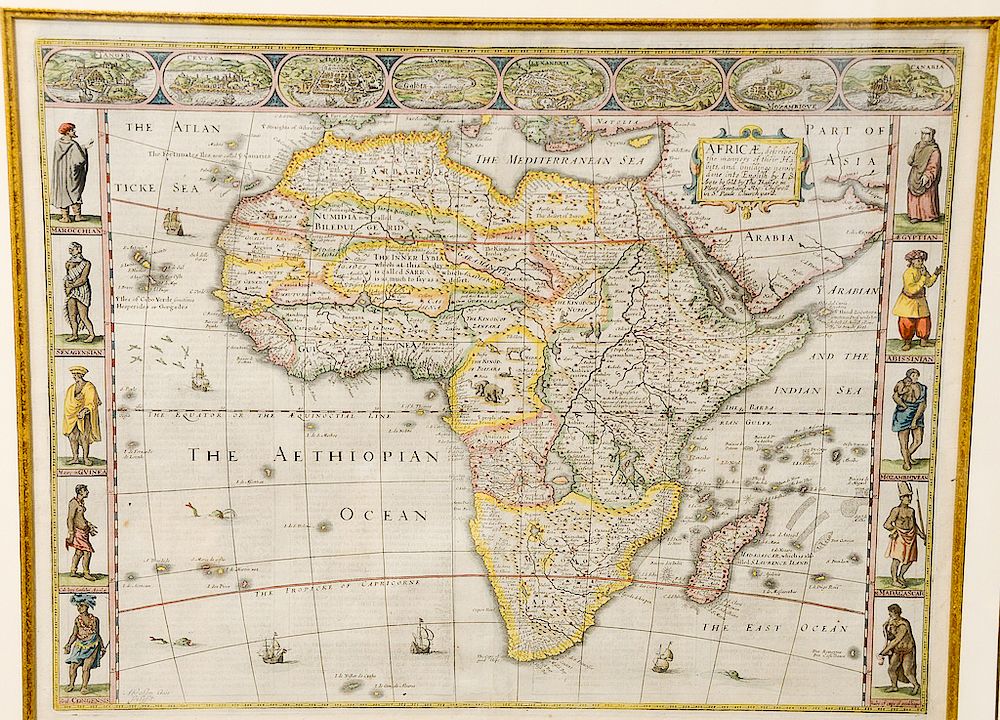 Appraisal: John Speed - Map of Africae hand colored engraving by