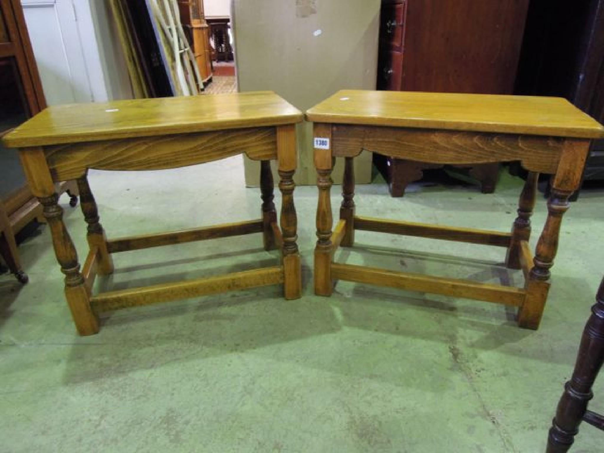 Appraisal: A pair of stripped oak occasional tables of rectangular form