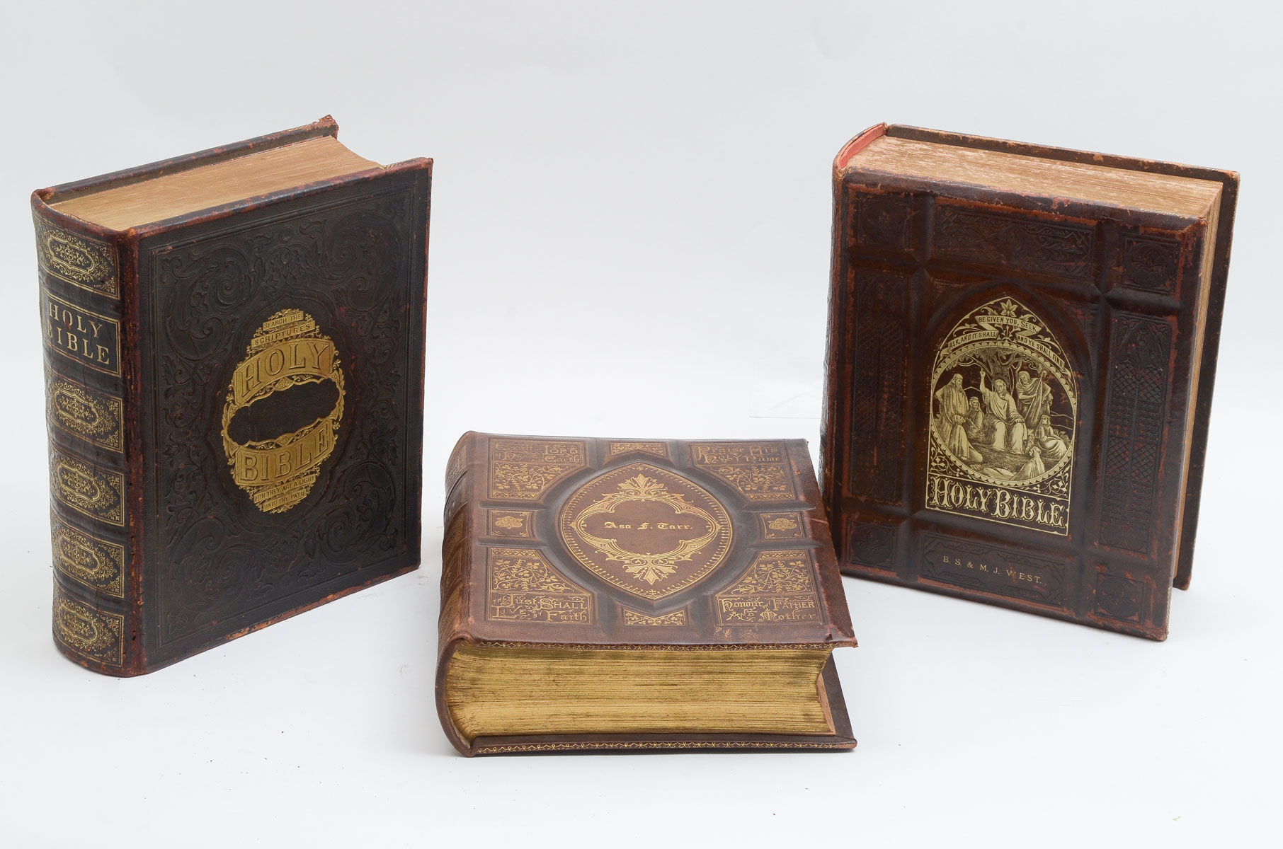 Appraisal: PC HOLY BIBLES All with embossed gold covers Comprising Search