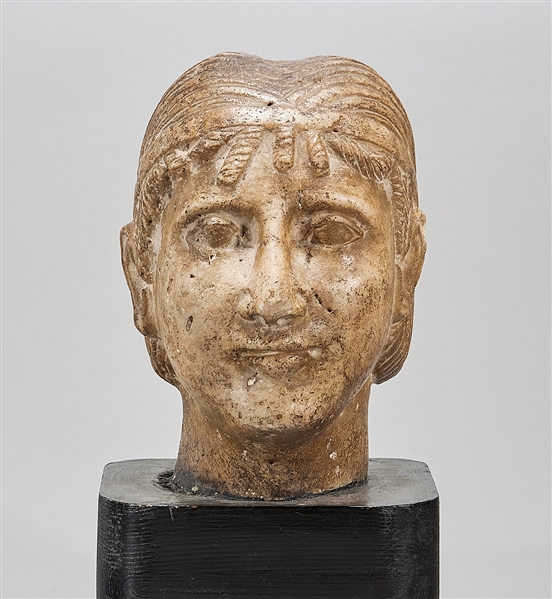 Appraisal: Late Roman Byzantine marble head of a woman wearing thin