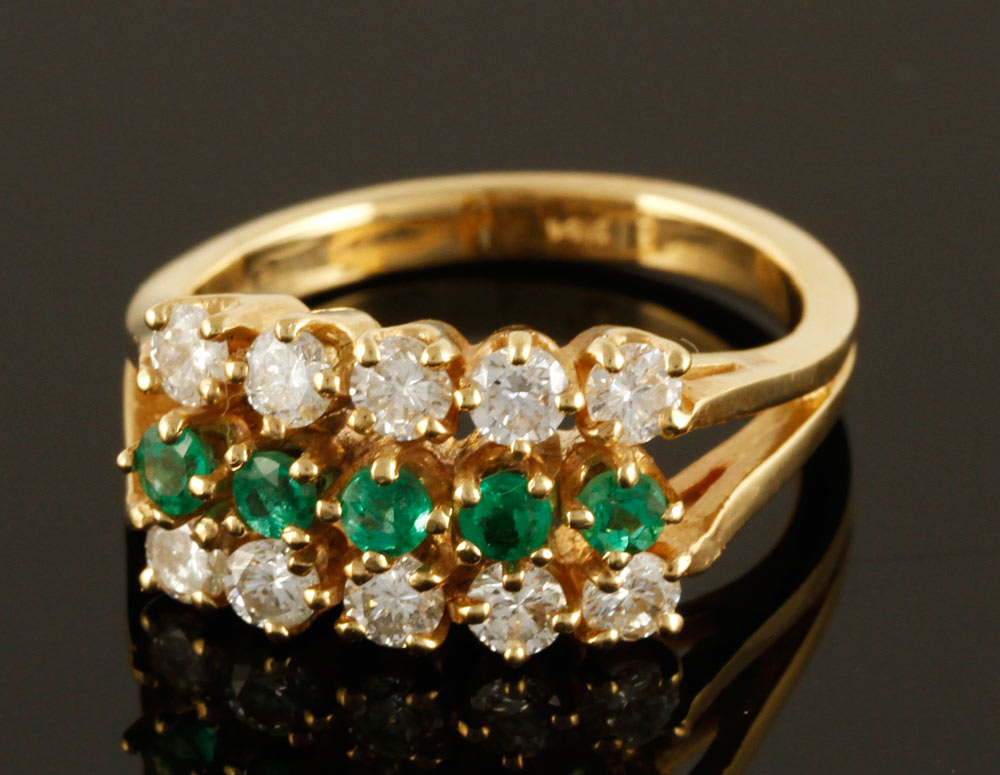 Appraisal: A - K Gold Diamond and Emerald Ring K yellow