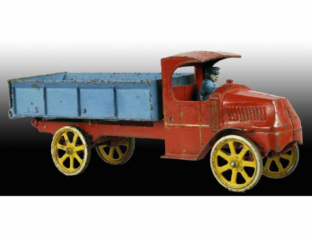 Appraisal: Dent Cast Iron Mack Dump Truck Toy Description Circa The